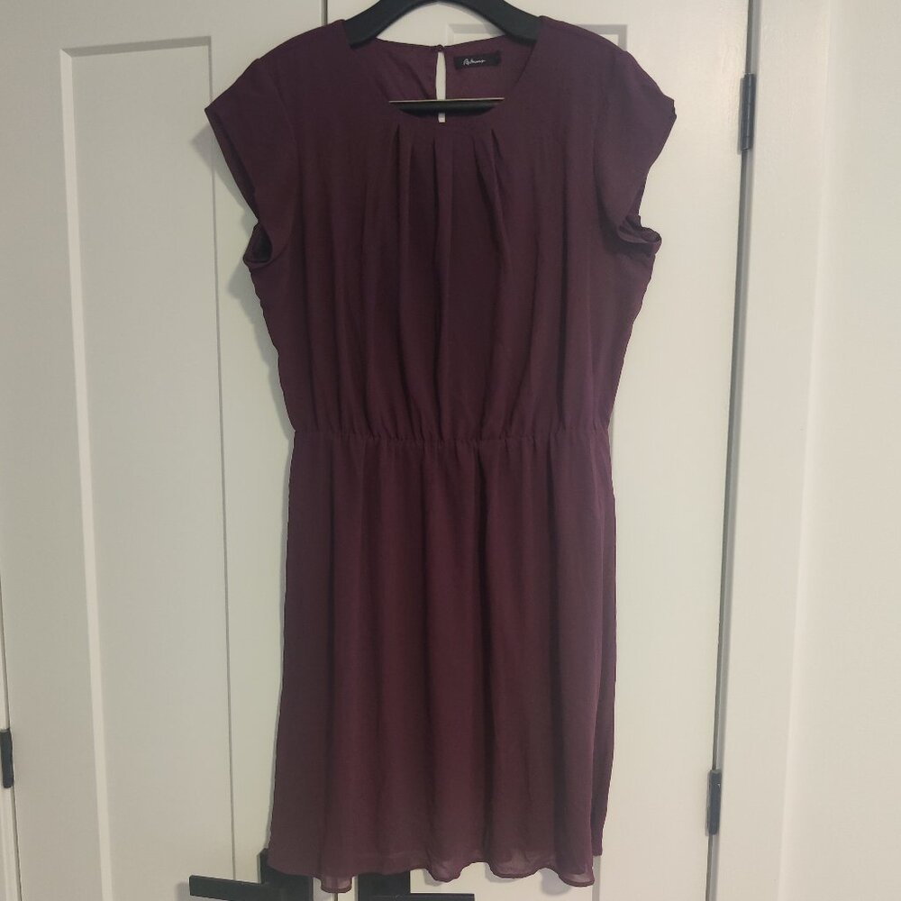 Reitmans Plum Cap-Sleeve Elastic-Waist Midi Dress